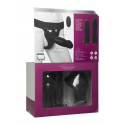 Body Extensions - Be Naughty 4-piece Set - Rechargeable Vibrating Silicone Harness With 7 Bulbed / 7.5 Slim / 8 Large Dong