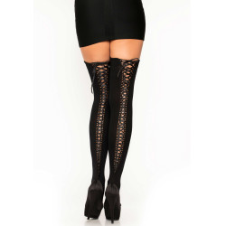 Opaque Thigh Highs Corset Back